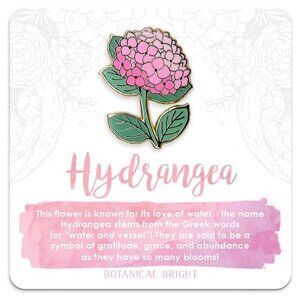 Pink‎ Hydrangea Flower Enamel Pin - Gold Plated Nature Jewelry - Floral Brooch